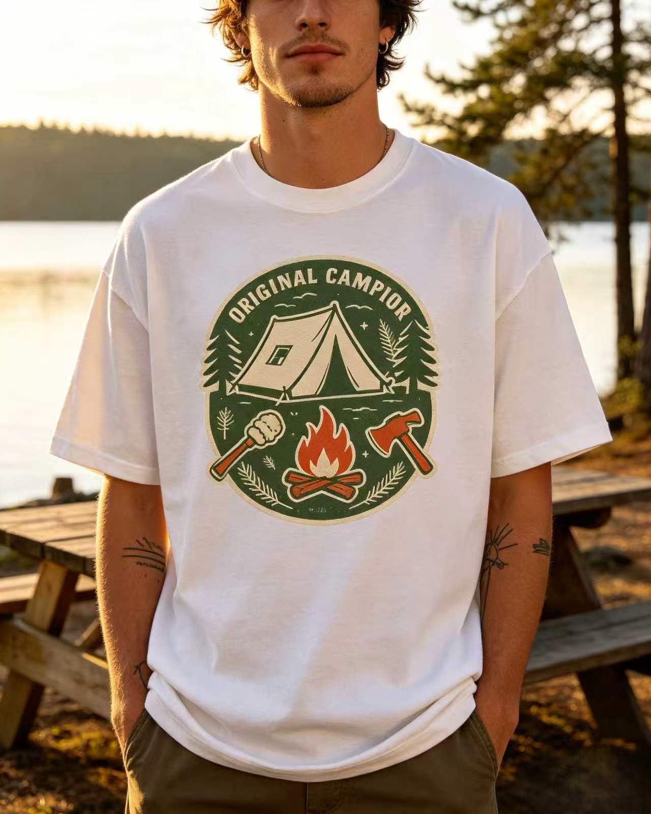 Camiseta unissex original com  - Outdoor Adventure Tent avaliação e preço